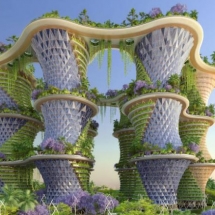 A self-sustaining garden tower called ’Hyperions’ was proposed by architect Vincent Callebau to be built near New Delhi, India. The desing could allow occupants to grow vegetables on their balconies.