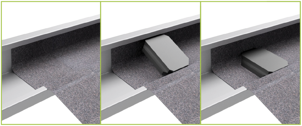 Rögzítő textília és textíliarögzítő elem KLS kavicsszegélyhez zöldtetőn